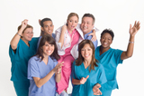 Group portrait of nurses carrying doctor Divine Comfort Home Care 2600 South Shore Blvd. #300 