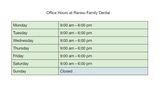Office Hours at Ranieu Family Dental Vancouver, WA 98665