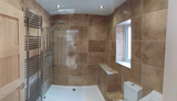New bathroom with walk in shower and under floor heating Alpha Team Building Services Unit 28 Old Church Road Ind Est 