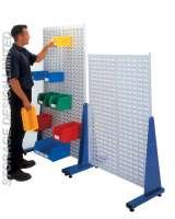 Linbins on single sided louvre panel rack Storage Design Limited Primrose Hill 