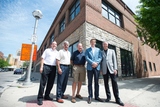 from left, Don Knight, Jim Chaconas, Jeff Knight, Brendan Cavender and Ronald Hughes stand out side the old Borders building in Ann Arbor where the Knights have signed a lease to open a restaurant.
Courtney Sacco I AnnArbor.com 