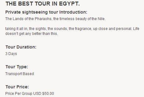  Pricelists of Egypt Travel Tours Cairo - Photo 1 of 2