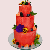 We create incredible edible fruit arrangements and edible gifts like this elegant Fresh Watermelon cake