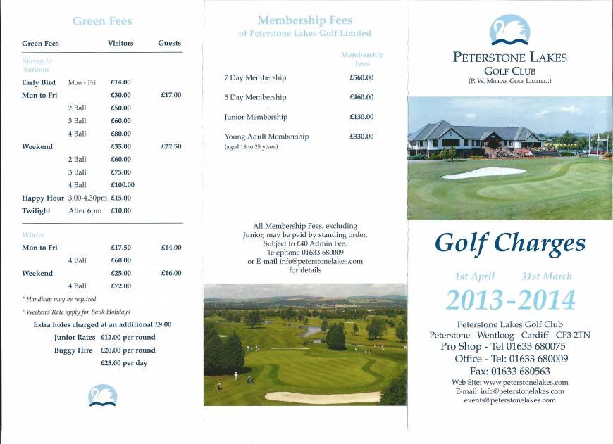  Pricelists of Peterstone Lakes Golf Club Peterstone, Wentloog - Photo 1 of 2