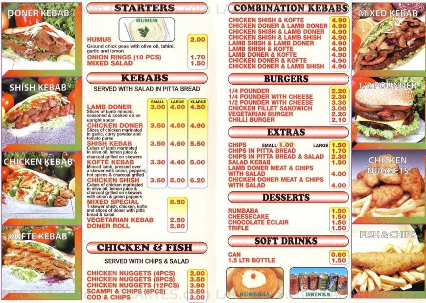  Pricelists of Planet Kebab Fast Food Takeaway 224 Mitcham Road - Photo 1 of 2