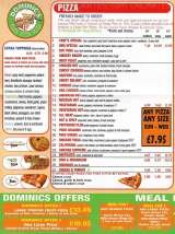 Pricelists of Dominic's Pizza Takeaway & Delivery