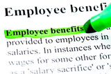 Employee benefits definition highlighted by green marker on white