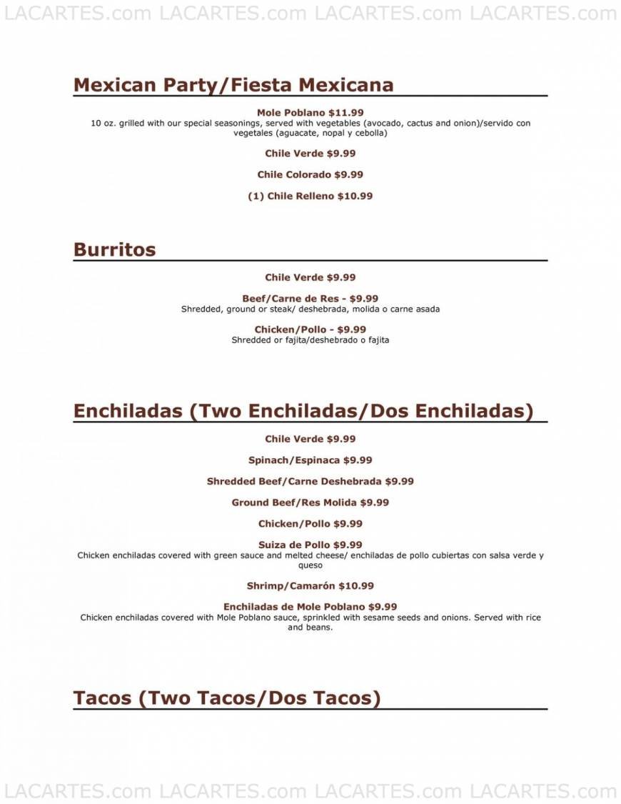  Pricelists of Los Molcajetes Restaurant & Cantina 2500 Brundage Ln. - Photo 11 of 13