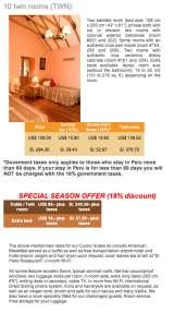 Pricelists of Los Apus Hotel & Mirador