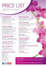Pricelists of Tip2Toe Nail & Beauty - Mobile Beauty Therapist