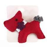 Red doggy brooch with collar and tail detail