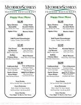 Pricelists of McCormick & Schmick's Seafood Restaurant Roseville