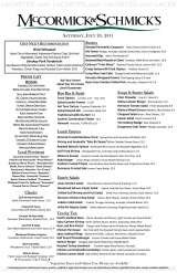 Pricelists of McCormick & Schmick's Seafood Restaurant - Santa Ana