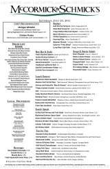 Pricelists of McCormick & Schmick's Seafood Restaurant - Troy, MI