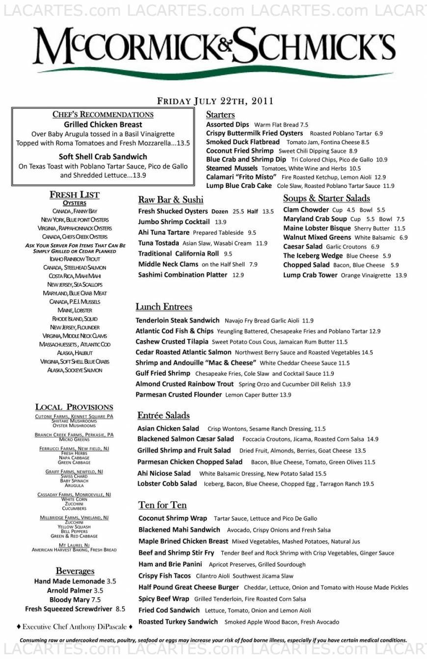  Pricelists of McCormick & Schmick's Seafood Restaurant - Cherry Hill, NJ 941 Haddonfield Road - Photo 6 of 6