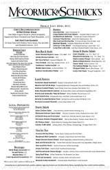 Pricelists of McCormick & Schmick's Seafood Restaurant - Cherry Hill, NJ