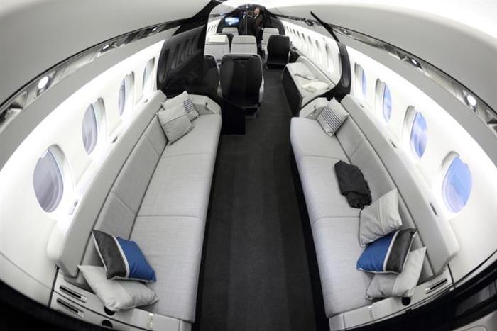 VNUKOVO, MOSCOW REGION, RUSSIA - SEPTEMBER 12, 2014: Dassault falcon 5X interior shown during Jetexpo-2014 exhibition at Vnukovo international airport. Profile Photos of Los Angeles Private Jet Charter Service 9831 Yoakum Dr - Photo 1 of 2