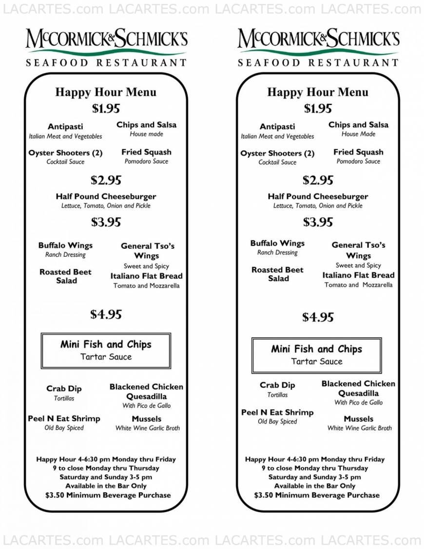  Pricelists of McCormick & Schmick's Seafood Restaurant - Columbus, OH 3965 New Bond Street - Photo 5 of 8