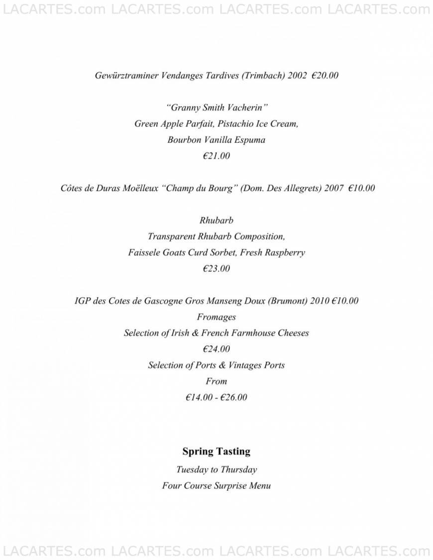 Pricelists of Restaurant Patrick Gilbaud 21 Upper Merrion Street - Photo 6 of 6
