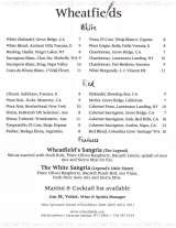 Pricelists of Wheatfields Bistro & Wine Bar