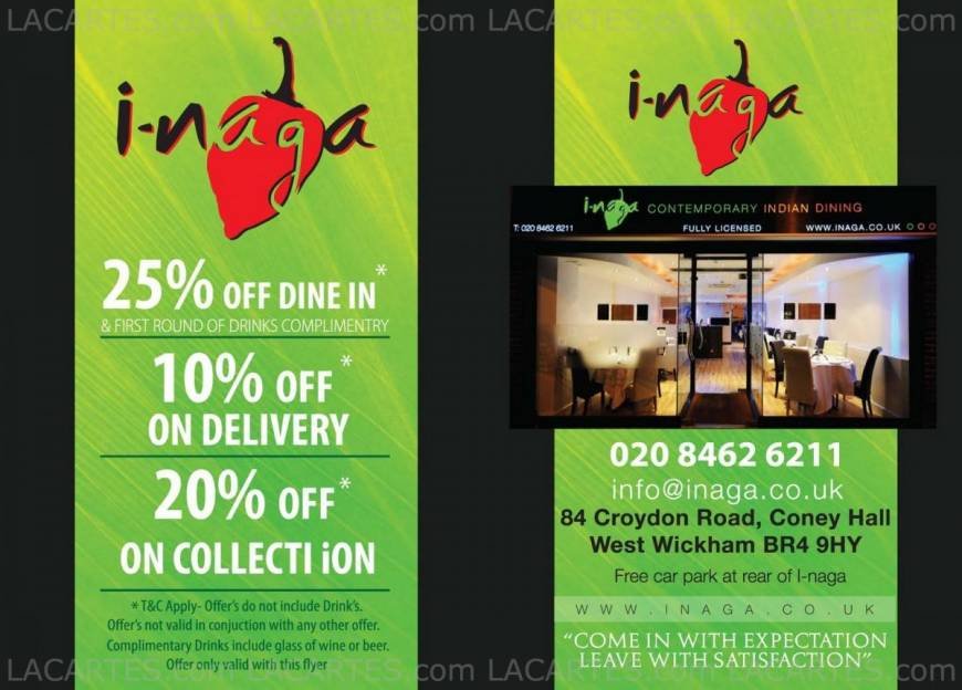  Pricelists of I Naga Indian Restaurant 84 Croydon Road - Photo 1 of 3