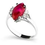 Caliente, Beautiful Silver Ring with Central Marquise Ruby and 4 Cubic Zirconias