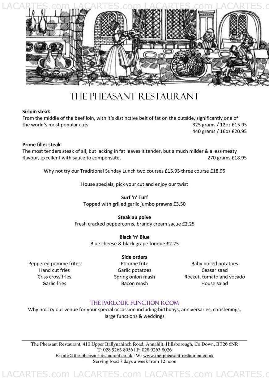  Pricelists of The Pheasant Restaurant 410 Ballynahinch Road  - Photo 6 of 11