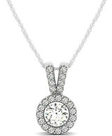 Round Pendant with Split Bail and Diamond Halo in 14k White Gold Jewel Culture Brown Deer Road 