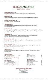Pricelists of Bistro Lancaster Restaurant