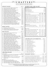 Pricelists of Chapters Restaurant