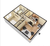 2 Bedrooms Floor Plan, 6th Street West Apartments Austin, Austin