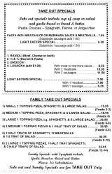Pricelists of Alex DiPeppe's Italian Restaurant