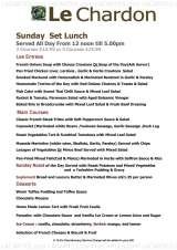 Pricelists of Le Chardon Restaurant - Dulwich