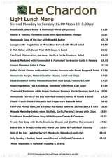 Pricelists of Le Chardon Restaurant - Clapham