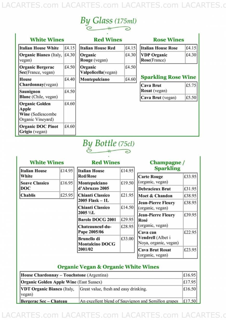  Pricelists of Riverside Vegetaria Vegetarian Restaurant 64 High Street - Photo 5 of 7