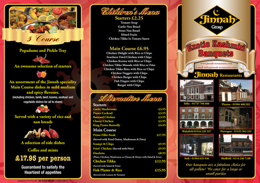  Pricelists of Jinnah Restaurant Harrogate 34 Cheltenham Parade - Photo 2 of 6