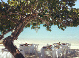 A catered beach reception for a cruise ship wedding on Magens Bay Beach, St. Thomas, Blue Sky Ceremony - St. Thomas Wedding Planner, St. Thomas