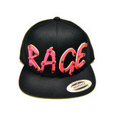 RAGE Hot Pink Acrylic letters on Black Snapback Hat