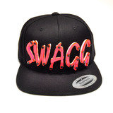 SWAGG - Hot Pink Acrylic letters on Black Snapback Hat