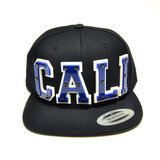CALI - Blue Acrylic letters on Black Snapback Hat