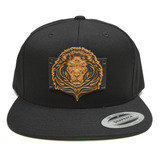 Lion Wood Charm Black Snapback Hat