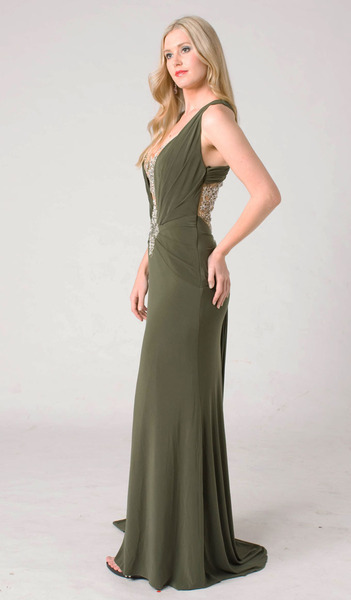 E104 SUPER SULTRY JEWEL GOWN - OLIVE