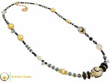 Aida Long Necklace - Black, Gold and Grey