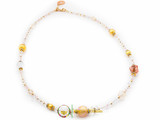 Aida Long Necklace - Rose, Gold and White