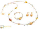 Aida Long Necklace Set - Rose, Gold and White