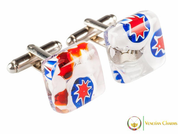 Chrome Cufflinks - Red, White and Blue