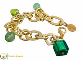 Florence Gold Charm Bracelet - Emerald Green