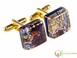 Gold Cufflinks - Brown, Black and Blue