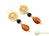 Levante Earrings - Amber, Gold and Black