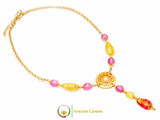Levante Pendant Necklace - Pink, Gold & Red